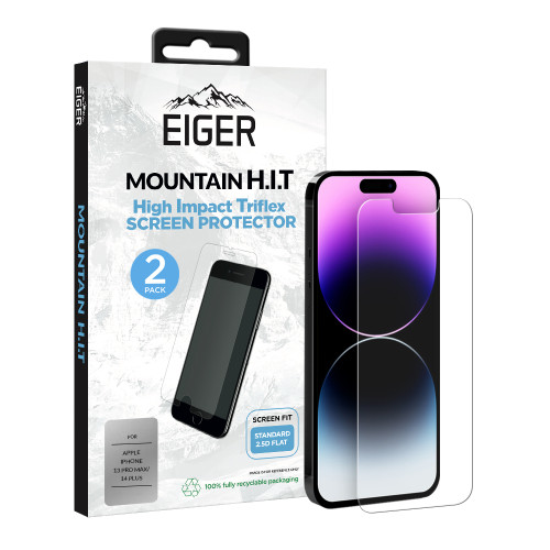 Eiger Mountain H.I.T. Screen Protector (2 Pack) for Apple iPhone 13 Pro Max / 14 Plus