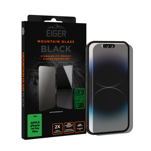 Eiger Mountain Black Privacy GRS Screen Protector for Apple iPhone 14 Pro Max in Black