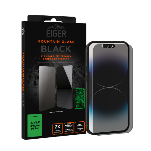 Eiger Mountain Black Privacy GRS Screen Protector for Apple iPhone 14 Pro in Black