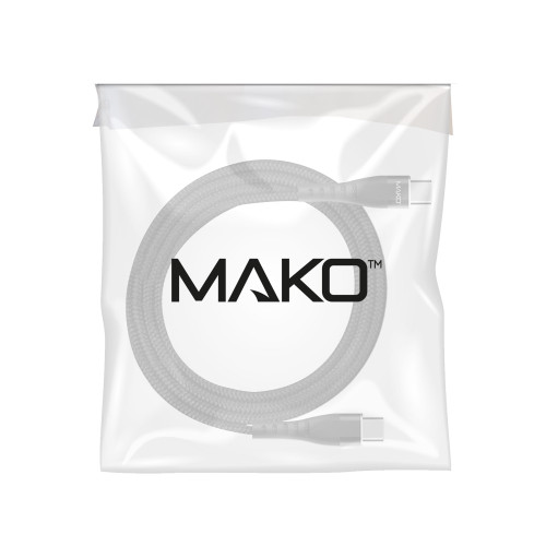 Mako USB-C to USB-C 60W USB 2.0 2M Nylon Cable in Black in Bulk