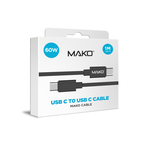 Mako USB-C to USB-C 60W USB 2.0 1M Cable in Black