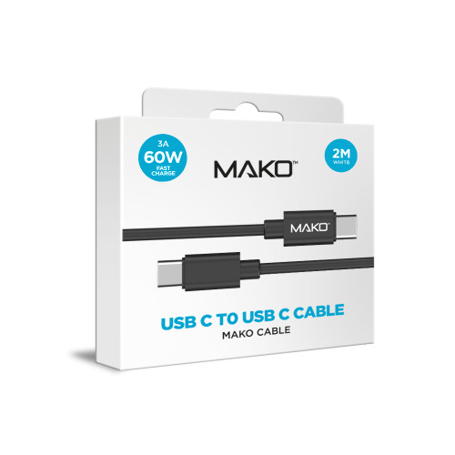 Mako USB-C to USB-C 60W USB 2.0 2M Cable in Black