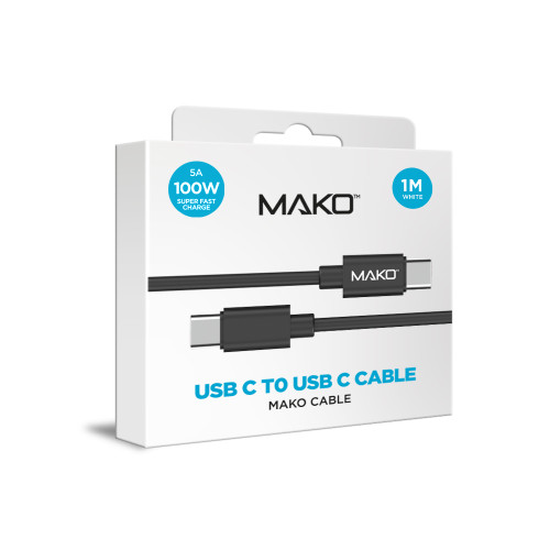 Mako USB-C to USB-C 100W USB 2.0 1M Cable in Black
