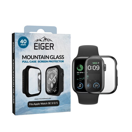 Eiger Mountain Glass Full Case for Apple Watch SE 3/ 2/ 1 40mm in Black