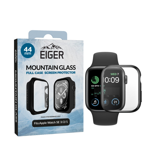 Eiger Mountain Glass Full Case for Apple Watch SE 3/ 2/ 1 44mm in Black