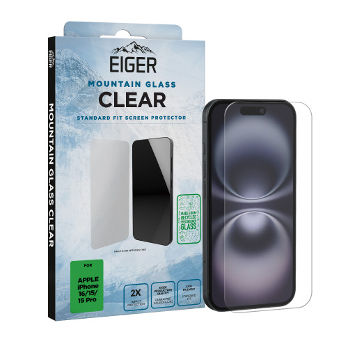 Eiger Mountain Glass CLEAR Screen Protector GRS for Apple iPhone 16/15/15 Pro