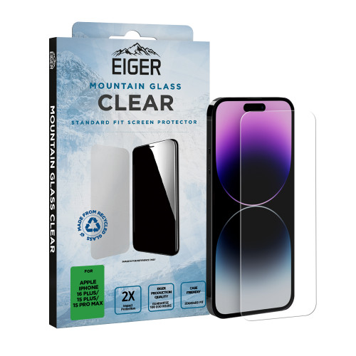 Eiger Mountain Glass CLEAR Screen Protector GRS for iPhone 16 Plus/ 15 Plus/15 Pro Max