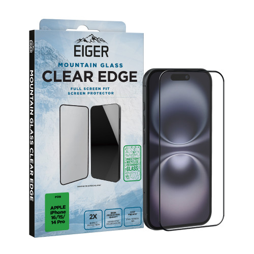 Eiger Mountain Glass CLEAR EDGE Screen Protector GRS for iPhone 16/ 15/ 14 Pro