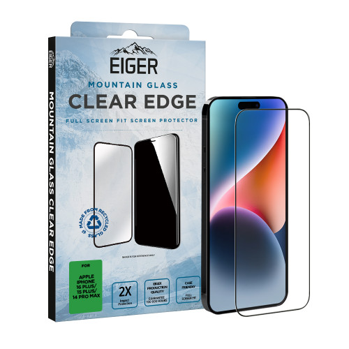 Eiger Mountain Glass CLEAR EDGE Screen Protector GRS for iPhone 16 Plus/ 15 Plus/ 14 Pro Max