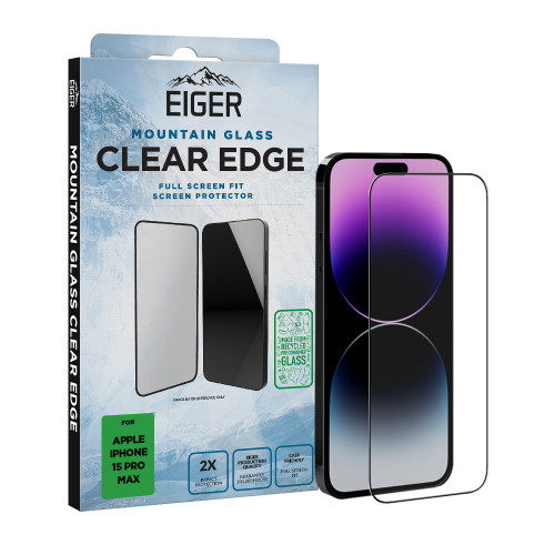 Eiger Mountain Glass CLEAR EDGE Screen Protector GRS for iPhone 15 Pro Max