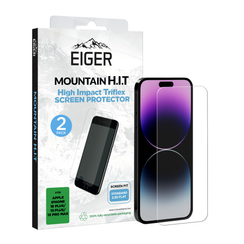 Eiger Mountain H.I.T Screen Protector for 1 Pack iPhone 16 Plus/15 Plus/15 Pro Max