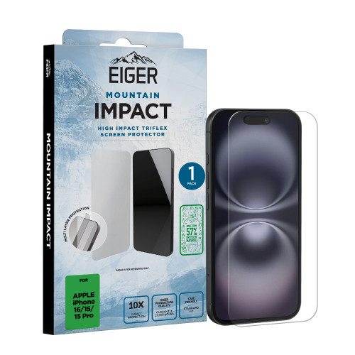 Eiger Mountain IMPACT Screen Protector GRS for 1 Pack iPhone 16/15/15 Pro
