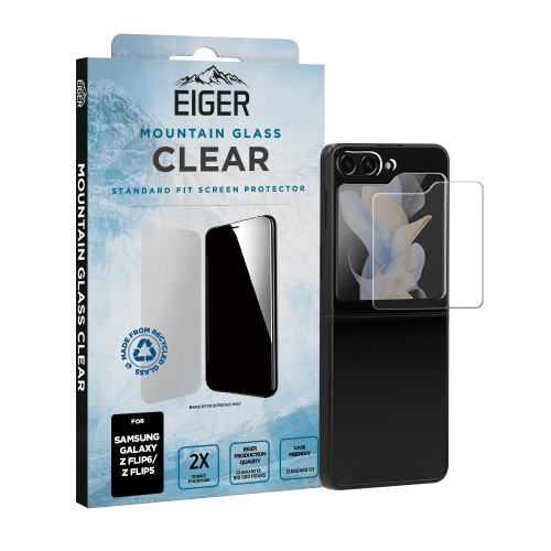 Eiger Mountain Glass CLEAR Screen Protector GRS for Samsung Z Flip7 FE/ Z Flip6/Z Flip5