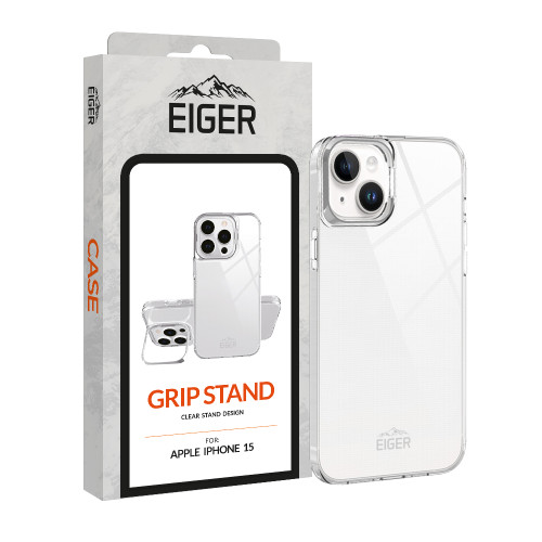 Eiger Grip Stand Case for iPhone 15 in Clear