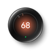 Nest Learning Thermostat Polished Obsidian heating to 68 degrees