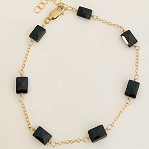 Black spinel rectangle/chain bracelet