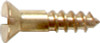 Flat Head Brass Slotted Wood Screws, 1/2" x 4, Box/100