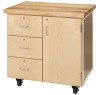 Diversified Woodcrafts Mobile Cabinet Three Drawer, One Door- 1-3/4" Maple Top, 36"W x 24"D x 36-1/2"H