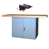 Montisa  Two Station Bench - Wood Top - With Large Storage Area And Center Shelf And 2 Woodworking Vises