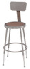 National Public Seating Adjustable Leg Steel Stool With Backrest - 19"H - 27"H - Gray - Round Seat