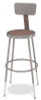 National Public Seating Adjustable Leg Steel Stool With Backrest - 25"H - 33"H - Gray - Round Seat