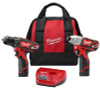 Milwaukee 12 Volt M12 Fuel Lithium-Ion Drill Driver and Impact Driver Cordless Tool Kit - 2 pc