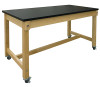 Hann Heavy-Duty Mobile Project Collaboration Worktable - 1-1/4" Black HPL Top