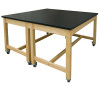 Hann Heavy-Duty Mobile Project Collaboration Worktable - 1-1/4" Black HPL Top