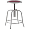 National Public Seating Designer Stool - Adjustable Height 18" - 25" - Metallic Gray Leg - Burgundy Seat