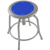 National Public Seating Designer Stool - Adjustable Height 18" - 25" - Metallic Gray Leg - Persian Blue Seat