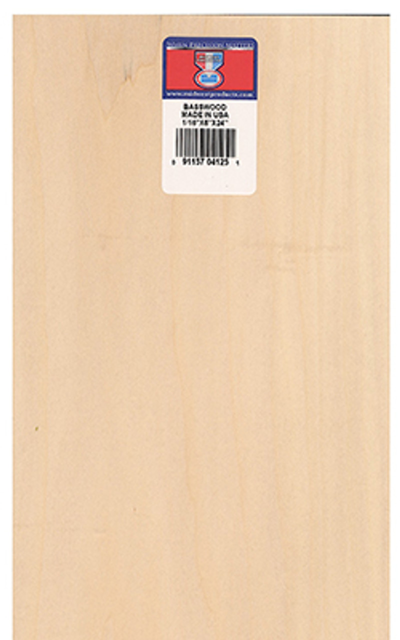 Midwest Products Basswood Sheet 1/16x6x36, pkg/10 - Paxton
