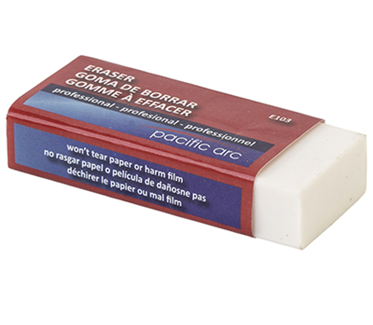 Pacific Arc White Vinyl Eraser - 2-3/8 x 7/8 x 1/2 - Box/20