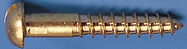 Round Head Brass Screws, 1/2" x 4, Box/100