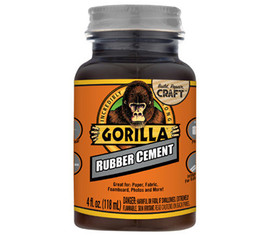 Gorilla Super Rubber Cement, w/Brush in Cap, 4oz.