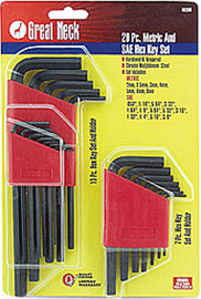 Great Neck 20 Piece Hex Key Set, SAE & Metric