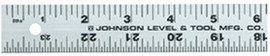 Johnson Inch/Fractional Aluminum Rule - 1-1/8" x 12", 8ths & 16ths