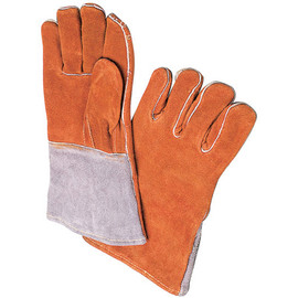 Steiner Leather Welding Gloves, Cowhide/Lined, Gunn Cut, Brown, Pair, Large 18"L