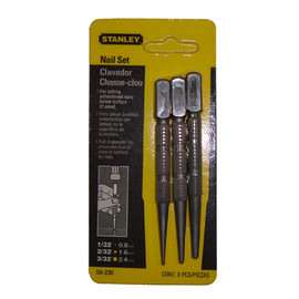 Stanley Nail Set - 1/32", 1/16", 3/32" - 4" Long - Set of 3