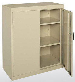 Sandusky Lee Counter Height Storage Cabinet - 36"W x 42"H x 18"D, Gray, 4 Adjustable Shelves