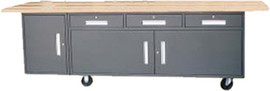 GMI Mobile Work Station with Integrated Dust Collection - 96" x 34" - Maple Top , Charcoal Gray