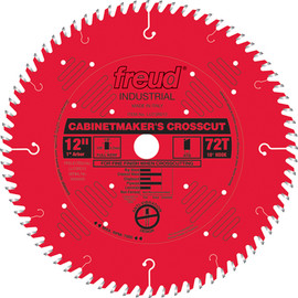 Freud Cabinetmaker's Carbide Tipped Cross-Cut Blade 12" Dia., 1" Arbor, 72 Teeth