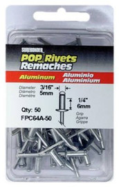 Surebonder Blind Rivets - Aluminum Rivet/Mandrel - 3/16" Dia - Grip To 1/4" - Box/50