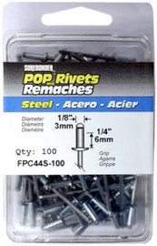 Surebonder Blind Rivets - Steel Rivet/Mandrel - 1/8" Dia - Grip To 1/4" - Box/100