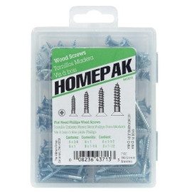 Hillman Homepak Fastener Assortment - Flat Head Phillips Drive Wood Screws