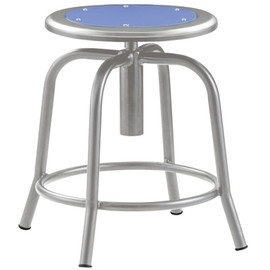 National Public Seating Designer Stool - Adjustable Height 18" - 25" - Metallic Gray Leg - Blueberry Seat