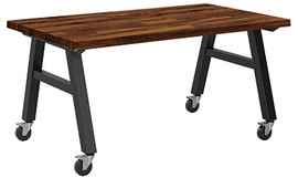 Diversified Woodcrafts A-Frame Table - Silver Frame, 1-3/4" Walnut Butcher Block Top - 60"W x 36"D x 36"H