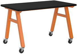 Diversified Woodcrafts A-Frame Table - Orange Frame, 1-1/4" Laminate Surface Top - 48"W x 36"D x 36"H