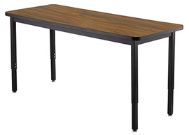 National Public Seating Adjustable Steel Table - Laminate - Montana Walnut Top - 30"W x 60"D