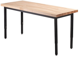 National Public Seating Adjustable Steel Table - Butcher Block  Top - 30"W x 72"D