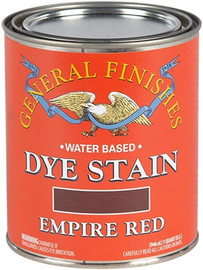 General Finishes Water Based Dye Stain, Empire Red, Quart